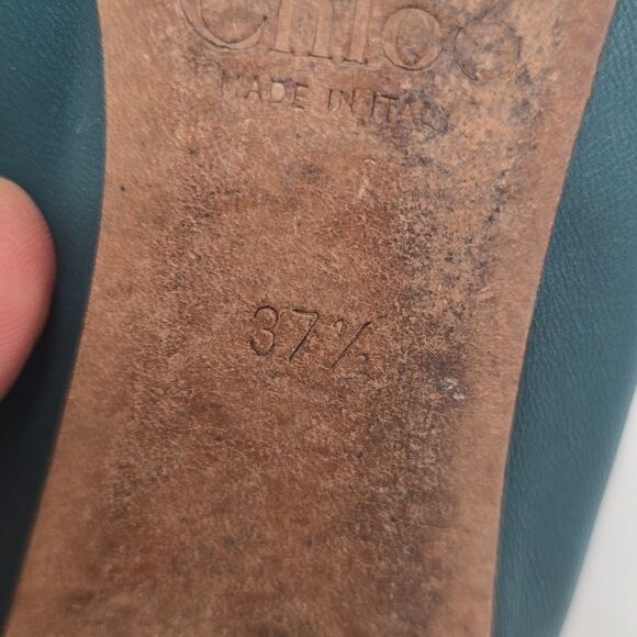 Chloe navy ballet flats scalloped leather Lauren round toe 37.5 - Picture 6 of 8